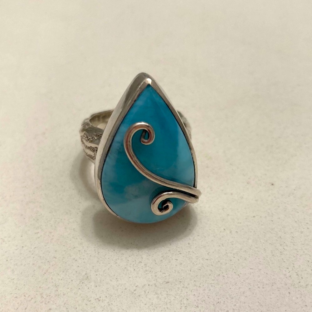 Larimar silver ring
